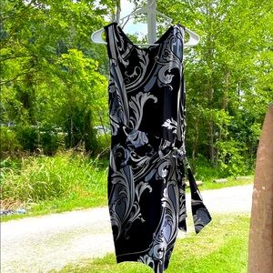 Cache Black and White Asymmetrical Dress